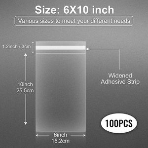 ถุงแก้วใสแบบมีกาวในตัว ขนาด 6x10 นิ้ว 100 ชิ้น สำหรับใส่ของชำร่วย ขนม ของขวัญ บัตรของขวัญ รูปภาพ ทำจากพลาสติกโพลี - Product Image 3
