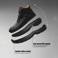 Scarpe Antinfortunistiche in Pelle di Vacchetta Nera Impermeabile, Antiscivolo e Antiurto, Stivali di Sicurezza per Fabbriche, Costruzioni, Miniere