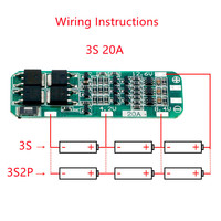 Carte de protection BMS PCB pour batterie Li-ion 18650 3S 20A, chargeur pour moteur de perceuse, module BMS pour cellule 12,6V