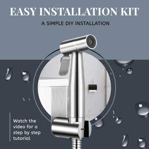 Rociador de bidé portátil moderno para baño, con control de presión de agua ajustable, manguera de bidé y grifo de acero inoxidable - Product Image 2