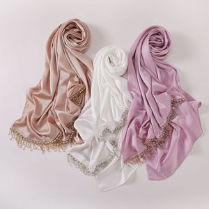 Live-<span class=keywords><strong>Stream</strong></span>: Neuer grenzüberschreitender Bubble-Satin-Kristallperlen-Röhrenschal aus Chiffon, handgefertigt – Hijab - Product Image 4