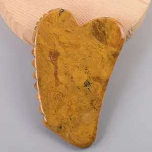 प्राकृतिक जेड लाल Mookaite गुआ शा कंघी बढ़त दिल के आकार का विरोधी बुढ़ापे पतली चेहरे की मालिश लाल पत्थर जेड Guasha scraping उपकरण