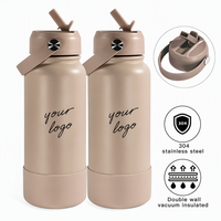 Bouteille d'eau sportive en métal avec revêtement en poudre de 32 oz avec poignée portable pour la remise en forme, l'entraînement et les activités de plein air