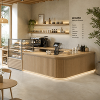 Comptoir de bar à café en forme de L, durable et commercial, avec plateau en contreplaqué courbé, table de service pour boulangerie, pour bureau d'accueil HLX