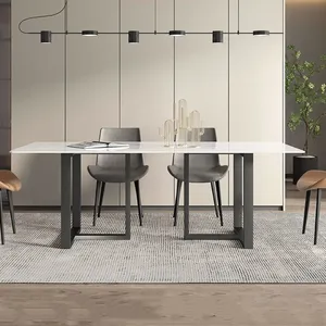 新款原装折叠脚高光泽白色延伸餐桌6把椅子家具房间餐桌