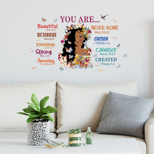 Dessin animé noir fille Style féminin vous êtes <span class=keywords><strong>proverbes</strong></span> <span class=keywords><strong>anglais</strong></span> amovible Stickers muraux salon étude chambre - Product Image 1