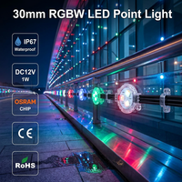 Lumière LED RGBW à points pixel 30 mm IP67 DC12V SMD5050 étanche pour façade extérieure, mur rideau et aménagement paysager