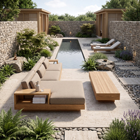 Canapé d'extérieur en teck, sectionnel, moderne, pour jardin et terrasse, tissu imperméable à séchage rapide, canapé de qualité supérieure pour résidence et complexe hôtelier
