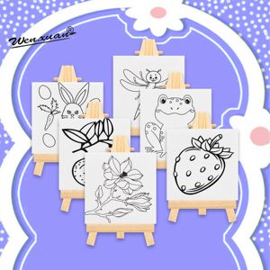 Acrylic Watercolor <strong>Mini</strong> Easel and <strong>Canvas</strong> Pre Printed Stretched <strong>Canvas</strong> Triangle Easel Pre Drawn <strong>Canvas</strong> With Easel - Product Image 3