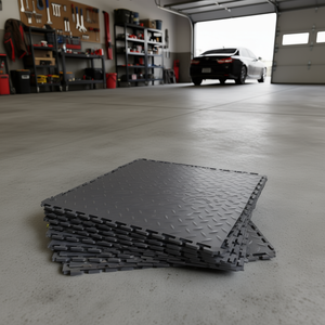 Baldosas entrelazadas para suelo de garaje 20.2 x 20.2 x 0.2, tapetes de PVC con diseño de diamante, gris grafito, suelo modular antideslizante para interiores - Product Image 2