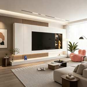 Soporte de <span class=keywords><strong>TV</strong></span> Flotante Moderno <span class=keywords><strong>para</strong></span> Sala de Estar, Mueble de <span class=keywords><strong>TV</strong></span> de Pared Personalizable con Luz <span class=keywords><strong>LED</strong></span> y <span class=keywords><strong>Estantes</strong></span> Abiertos <span class=keywords><strong>para</strong></span> Decoración del Hogar - Product Image 1