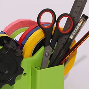 Distributeur de ruban adhésif thermique semi-automatique multifonctionnel en plastique avec compartiment et double bobine de 1 et 3 pouces - Product Image 3