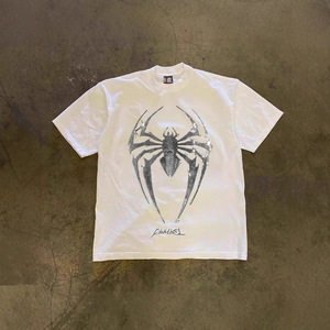 T-shirt vintage in cotone da 230 g con grafica <span class=keywords><strong>ragno</strong></span> glitterato, per uomo e <span class=keywords><strong>donna</strong></span>, stile hip hop anni '90, streetwear, oversize, a maniche corte. - Product Image 2