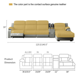 Canapé d'angle moderne en <span class=keywords><strong>cuir</strong></span> avec fonction électrique inclinable, chaise longue et console centrale - Product Image 5
