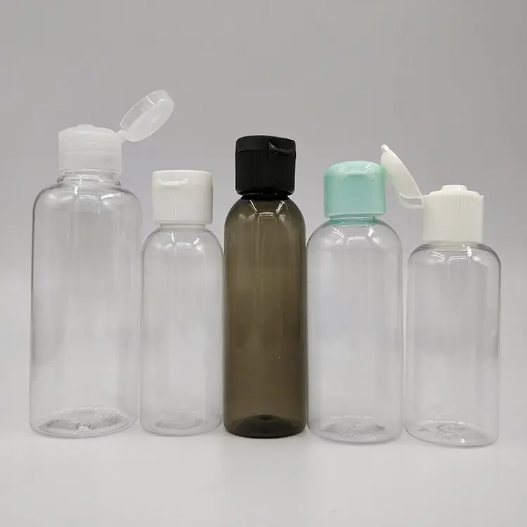 호텔 여행 빈 백색 짜진 로션 병을 위한 손가락으로 튀김 모자를 가진 15ml 30ml 50ml 100ml 200ml 애완 동물 플라스틱 연약한 병