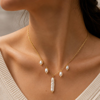 Collar de Perlas de Agua Dulce con Cadena Cruzada y Borla Barroca, Chapado en Oro PVD de 18K, Resistente al Agua, para Mujer, Bingxin