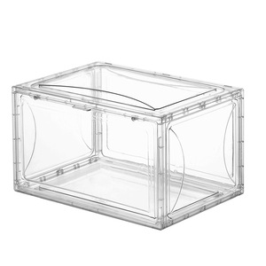 Sneaker Storage Side Open Magnetic Flip Plastic Sneaker Transparent Moisture-proof Storage Shoe Boxes Sneaker Storage