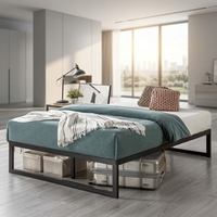 Sommier plateforme en métal moderne et durable Abel / Support de matelas à lattes / Pas de sommier tapissier nécessaire / Montage facile - Taille complète