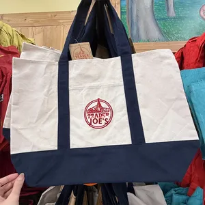 Bolsa de Compras de Gran Capacidad con Diseño de Bloques de <span class=keywords><strong>Color</strong></span> y Logotipo Bordado, Estilo Americano, Bolsa de Mano y Hombro sin Costuras Laterales ni en la Base - Product Image 2