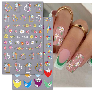 Venta caliente 5D Flower Nail Sticker French <span class=keywords><strong>Daisy</strong></span> Colorful Nail Art Sticker - Product Image 1
