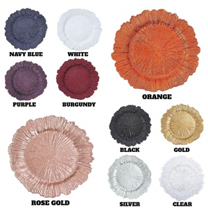 Assiettes rondes en plastique de 13 pouces avec bord festonné, design floral récifal, pour dîner, mariage, décoration de fête - Product Image 5