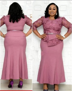 Abiti Africani da Donna Taglie Forti con <span class=keywords><strong>Maniche</strong></span> a <span class=keywords><strong>Tre</strong></span> <span class=keywords><strong>Quarti</strong></span> in Pizzo e Cintura per Cerimonie - Product Image 2