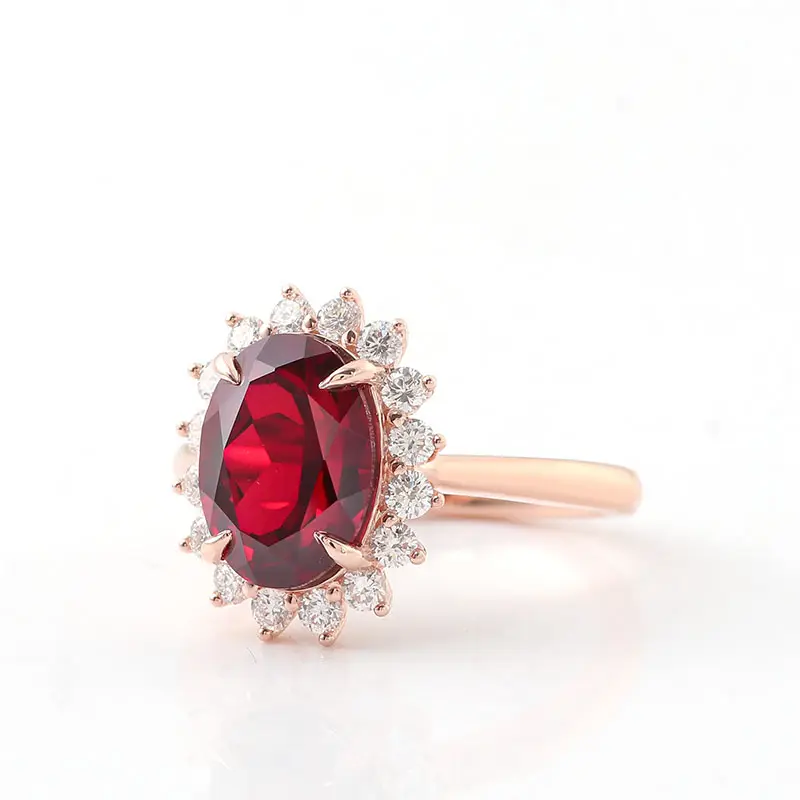 Red ruby ring Diana Ruby Ring 14k Gold Diamond and Oval Ruby Engagement Ring lab Diamonds halo jewelry Anniversary Gift For Her