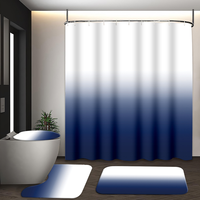 Ensemble de rideaux de douche dégradés Muyu en gros, 4 pièces, tapis antidérapants en polyester, couvercle de toilette, 12 crochets, tissu imperméable