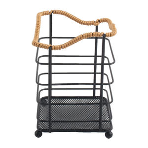 Crochet de porte en métal noir et rotin - Product Image 4