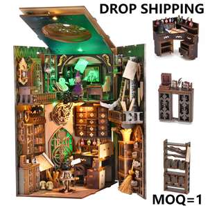 Kit de maison de poupée en bois à construire soi-même et coin lecture - Ensemble de maisons miniatures avec meubles de poupée et design architectural pour l'exposition - Product Image 1