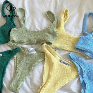 Traje de Baño Deportivo Elástico Acanalado para Niñas, Multicolor, Reciclado, Doble Línea, Bikini Brasileño, Venta Caliente, Ropa de Playa Moderna - Product Image 5