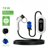 Chargeur EV portable 7KW 16A 32A Type1 Type2 GB/T, réglable, contrôle par application, IP55, prise Schuko, utilisation domestique et extérieure