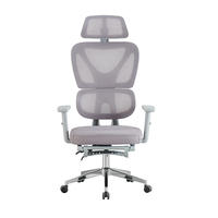 Chaise de bureau ergonomique pivotante avec accoudoirs en maille 2D, design moderne, avec repose-pieds et appuie-tête réglable