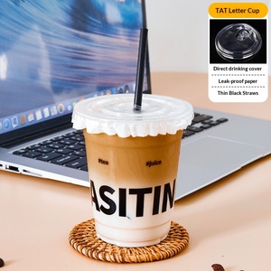 Bicchieri Monouso in PET da 16oz Stile Ins con Coperchi, Trasparenti, per Caffè Freddo e Tè al Latte da Asporto, Personalizzabili con Logo, Biodegradabili, Vendita all'Ingrosso - Product Image 6