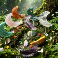 Ornement en forme de lune en améthyste rose, pierre précieuse naturelle, cristal de guérison, artisanat en quartz pour la décoration Feng Shui, vente en gros