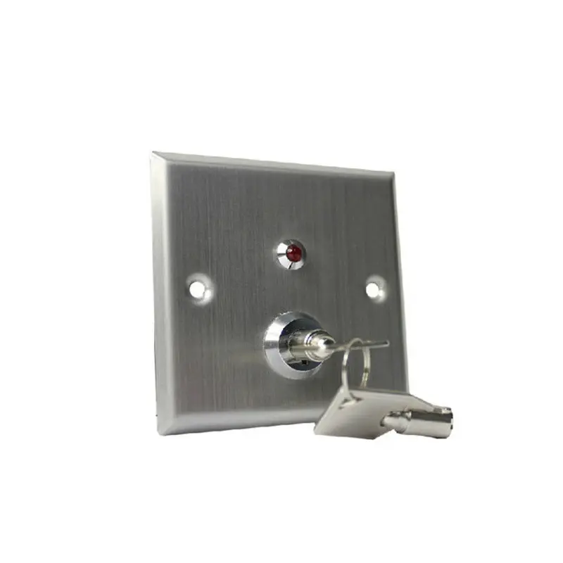 12V stainless steel access control office one light door gate exit button switch with keyps
