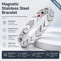 Bracelet de thérapie magnétique en acier inoxydable avec maillons de chaîne fléchés bicolores et inserts énergétiques pour le soulagement de la douleur arthritique – Vente en gros