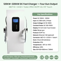 Borne de Recharge Rapide DC Intelligente 320KW pour Véhicules Électriques, Station de Charge Multipoint 4 Pistolets, Écran 10 Pouces, 4G Ethernet, Borne Commerciale pour Véhicules Électriques