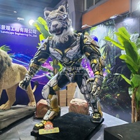 Sculpture de tigre blanc futuriste en armure, modèle d'animal méca animatronique grandeur nature pour spectacle commercial et décoration d'événements
