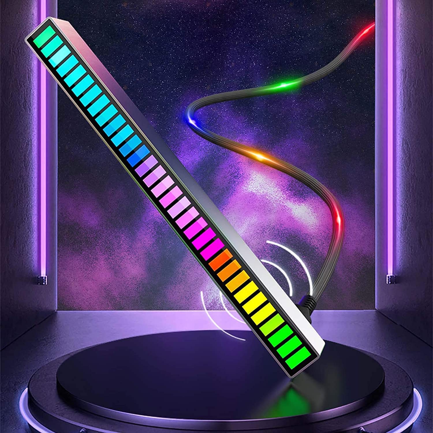 2021 New Interior Atmosphere Lamp Sound Spectrum Light Music Sensor Rhythm Automotive Stage Dj Mini Festival Ambient Light