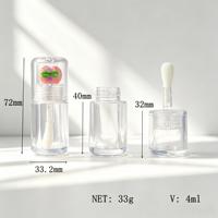 Tubes de brillant à lèvres vides de 4 ml avec couvercle motif fruits, tubes de baume à lèvres, flacons de brillant à lèvres transparents, tubes mignons motif fruits