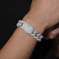 Chaînes Collier Maille Cubaine Iced Out de Haute Qualité Plaqué Argent pour Hommes, 15mm 18mm, Style Hip Hop, avec Fermoir