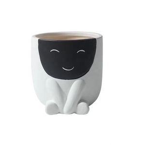 Macetas de cerámica <span class=keywords><strong>con</strong></span> diseño creativo de <span class=keywords><strong>cara</strong></span> sonriente y logotipo personalizado para plantas de interior y exterior, macetas multicolores - Product Image 3