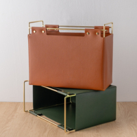 Boîte de classement en cuir PU A4 de la marque Fashion JSM, imperméable, durable, organiseur de documents de bureau avec couleurs et logo personnalisés