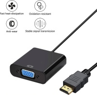 Konverter HDMI ke VGA, kualitas tinggi adaptor HDMI ke VGA kabel Video Audio HDMI 1080P HDMI pria ke VGA wanita untuk PC Laptop HDTV