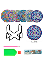 Sous-verres de peinture au diamant chaud Mandala 6 sous-verres ronds kits de caboteur de diamant bricolage faits à la main pour enfants