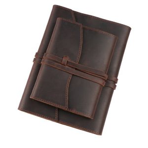 Carnet en cuir fait main personnalisé avec enveloppe de protection, <span class=keywords><strong>pages</strong></span> fixes rétro, noir, décontracté, moderne, cadeau de bureau - Product Image 5