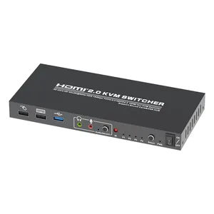 מתג USB 3.0 KVM HDMI 4K@60Hz עבור 4 מחשבים שיתוף צג אחד, מתג KVM 4 יציאות עם יציאות USB 3.0 שיתוף עכבר מקלדת