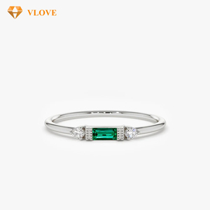 Anillo de Esmeralda para Mujer, Oro Blanco Sólido de 14k, Montura para Esmeralda, Anillo de Boda de Esmeralda para Él y Ella, Juego de Anillos para Parejas - Product Image 5