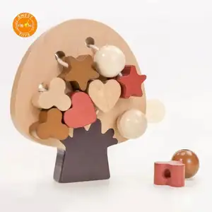 Professional Made Wooden Beads Threading Toys Wood Learning Development Baby Lacing Educational Toys For Kids